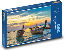 Łodzie na wybrzeżu w Tajlandii Puzzle 260 elementów - 41x28,7 cm