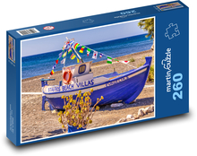 Ein farbenfrohes Fischerboot auf Kreta Puzzle 260 Teile - 41 x28,7 cm