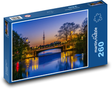 Nočná rieka v Hamburgu Puzzle 260 dielikov - 41 x 28,7 cm 