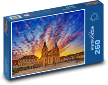 Zachód słońca nad kościołem Puzzle 260 elementów - 41x28,7 cm