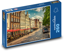 Zabytkowa ulica z kawiarniami, Lubeka Puzzle 260 elementów - 41x28,7 cm