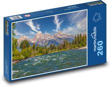 Grand Teton, mountain landscape with river, USA Puzzle 260 pieces - 41 x 28.7 cm