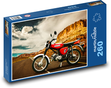 Motocykl na drodze w kanionie Puzzle 260 elementów - 41x28,7 cm