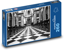 Czarno-białe wnętrze kościoła Puzzle 260 elementów - 41x28,7 cm