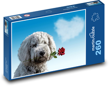 Pes nesie ružu na Valentína Puzzle 260 dielikov - 41 x 28,7 cm 