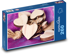 Srdce - dřevo, romantika Puzzle 260 dílků - 41 x 28,7 cm