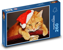 Kočka - Vánoční čepice Puzzle 260 dílků - 41 x 28,7 cm
