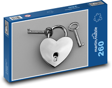 Zámok v tvare srdca s kľúčmi Puzzle 260 dielikov - 41 x 28,7 cm 