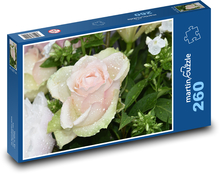 Rosa Rose - Wassertropfen, Blume Puzzle 260 Teile - 41 x28,7 cm