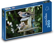 Sojky - ptáci, krmítko Puzzle 260 dílků - 41 x 28,7 cm