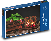 Tulips - candle, spring Puzzle 260 pieces - 41 x 28.7 cm 