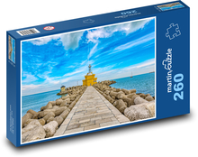Włochy, morze, latarnia morska Puzzle 260 elementów - 41x28,7 cm
