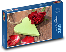 Srdce - růže, dekorace Puzzle 260 dílků - 41 x 28,7 cm
