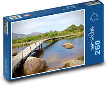 Drevený most - rieka, príroda Puzzle 260 dielikov - 41 x 28,7 cm 