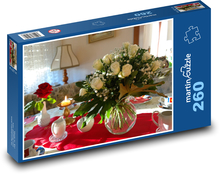 Biele ruže - kytica, kvet Puzzle 260 dielikov - 41 x 28,7 cm 