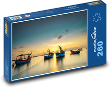 Sunset - boats, port Puzzle 260 pieces - 41 x 28.7 cm