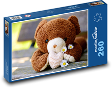 Medvídek - plyšová  hračka, srdce Puzzle 260 dílků - 41 x 28,7 cm