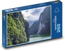 Waterfall - forest, trees Puzzle 260 pieces - 41 x 28.7 cm 