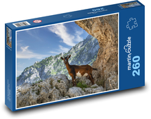 Koza na skale - góra, przyroda Puzzle 260 elementów - 41x28,7 cm