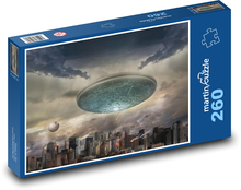 Obcy statek - science fiction, miasto Puzzle 260 elementów - 41x28,7 cm