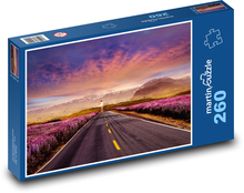 Dálnice - západ slunce, hory Puzzle 260 dílků - 41 x 28,7 cm