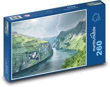 Rieka medzi horami - skaly, príroda Puzzle 260 dielikov - 41 x 28,7 cm