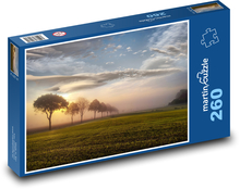 Sunset in the field - landscape, trees Puzzle 260 pieces - 41 x 28.7 cm 
