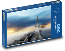 Maják v moři - mlha, molo Puzzle 260 dílků - 41 x 28,7 cm