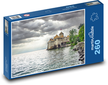Hrad pri jazere - Švajčiarsko, jazero Puzzle 260 dielikov - 41 x 28,7 cm 