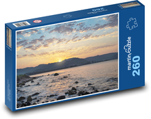 Západ slunce u moře - soumrak, pobřeží Puzzle 260 dílků - 41 x 28,7 cm