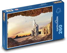 Hrad u moře - jeskyně, létající ptáci Puzzle 260 dílků - 41 x 28,7 cm