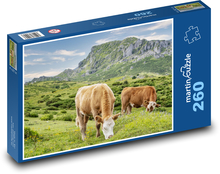 Pasoucí se krávy - dobytek, louka Puzzle 260 - 41x28,7 cm