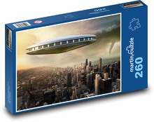 UFO über der Stadt - Tornado, Science-Fiction Puzzle 260 Teile - 41 x28,7 cm