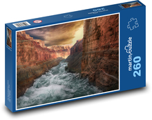 Rzeka między skałami - przyroda, tapeta Puzzle 260 elementów - 41x28,7 cm