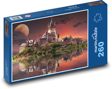 Hrad u jezera - měsíc, fantazie Puzzle 260 dílků - 41 x 28,7 cm