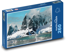 Hory pod sněhem - zimní krajina, led Puzzle 260 dílků - 41 x 28,7 cm