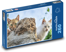Číhající kočky - domácí mazlíčci, zvířata Puzzle 260 dílků - 41 x 28,7 cm
