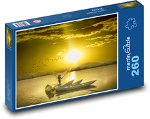 Fisherman on the sea - sun, boats Puzzle 260 pieces - 41 x 28.7 cm 