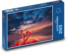 Plameňáci u jezera - západ slunce, ptác Puzzle 260 dílků - 41 x 28,7 cm