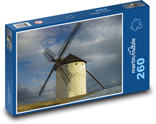 Wiatrak - krajobraz, chmury Puzzle 260 elementów - 41x28,7 cm