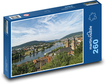Bavorsko, řeka, město Puzzle 260 dílků - 41 x 28,7 cm