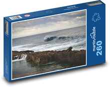 Skalnaté pobřeží - oceán, vlny Puzzle 260 - 41x28,7 cm