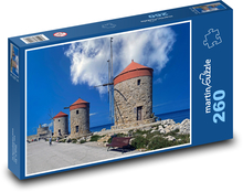 Wiatraki - architektura, morze Puzzle 260 elementów - 41x28,7 cm