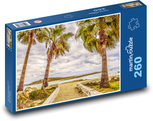 Palmy na podzim - Kypr, pláž Puzzle 260 dílků - 41 x 28,7 cm