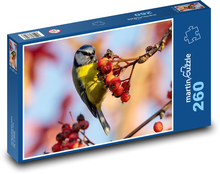 Sýkorka modrinka - malý vtáčik, kŕmenie Puzzle 260 dielikov - 41 x 28,7 cm 