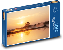 Východ slunce - mlha, voda Puzzle 260 dílků - 41 x 28,7 cm
