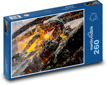 Płonący ogień - drewno, płomień Puzzle 260 elementów - 41x28,7 cm