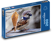 Vrabec - mráz, peří Puzzle 260 dílků - 41 x 28,7 cm