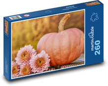 Jesenná dekorácia - tekvica, kvetina Puzzle 260 dielikov - 41 x 28,7 cm 