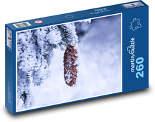 Borovicová šiška - sníh, strom Puzzle 260 dílků - 41 x 28,7 cm